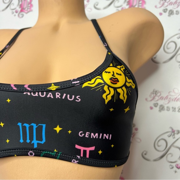 Hoaka swimwear horoscope top sun ☀️ criss cross back black multicolor 🌈 boho - Picture 5 of 10